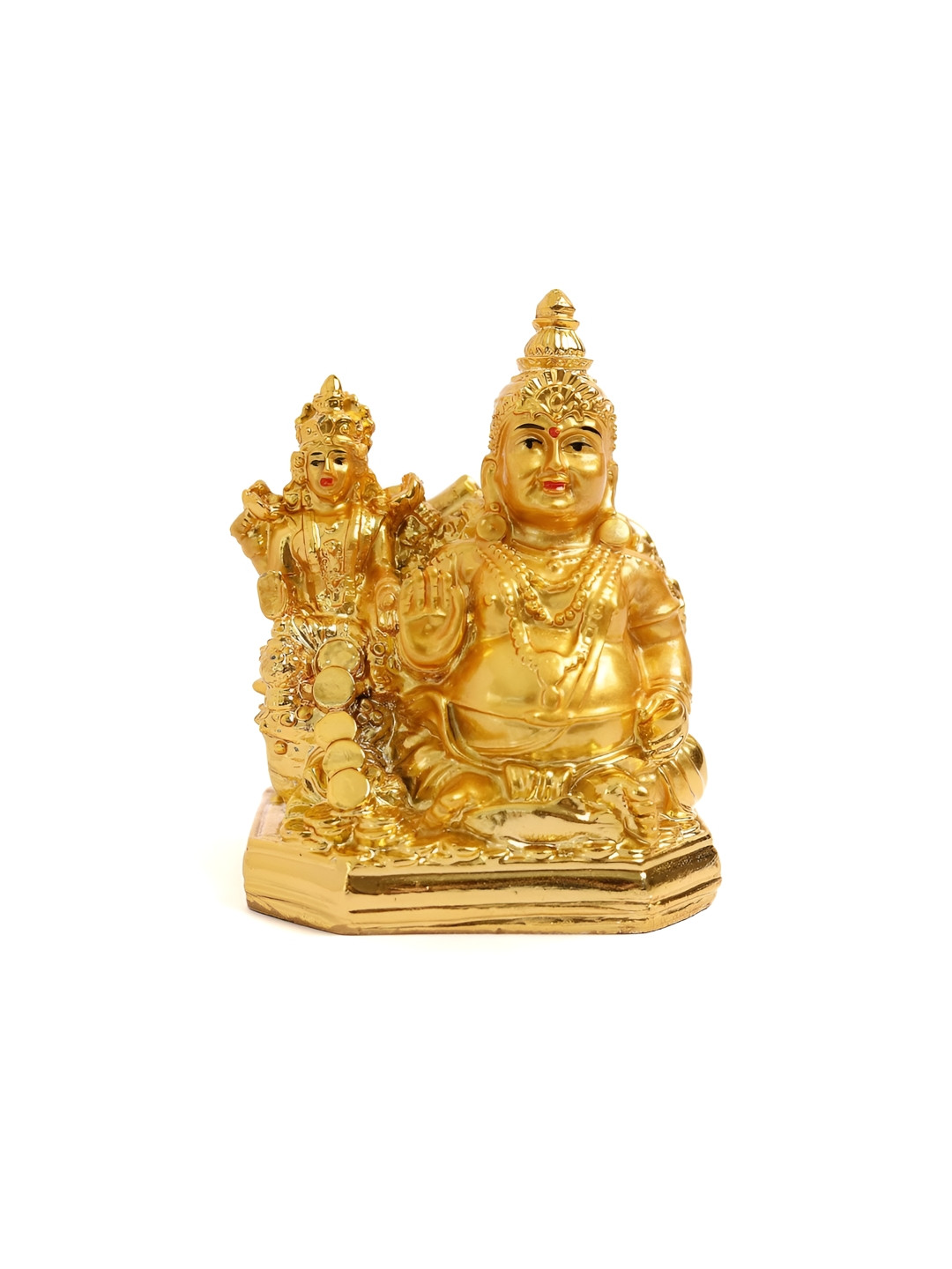 The Spiritual Living Lakshmi Kubera Gold Polyresin Matte Prayer Room Medium Showpiece - 4 Inches