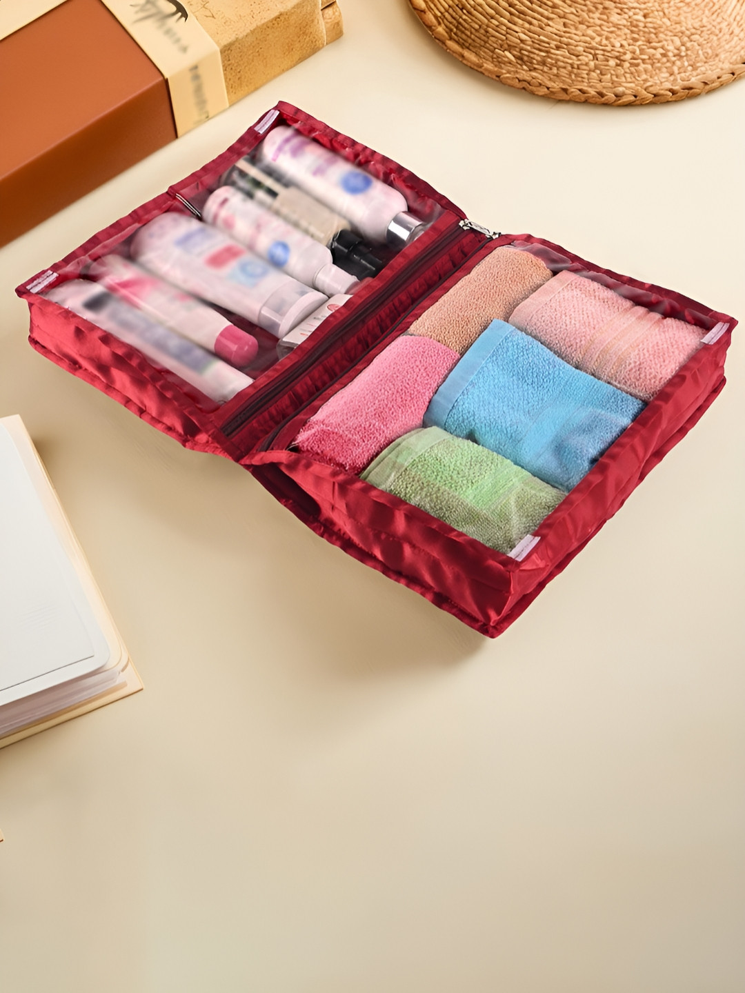 Aura vanity kit Maroon Makeup Organiser