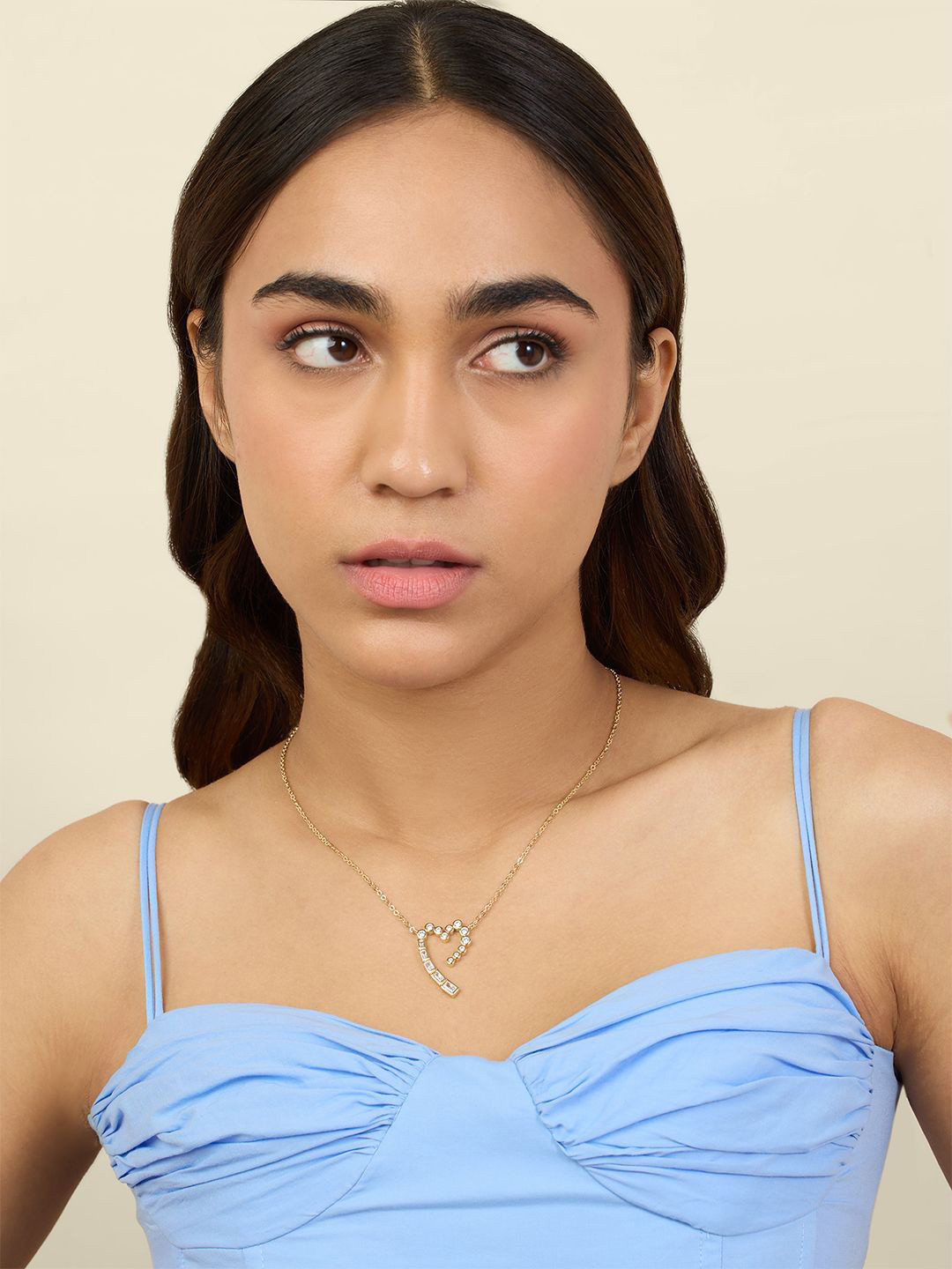 Isharya Brass 18KT Gold-Plated Sweetheart Artificial Stones Studded Necklace