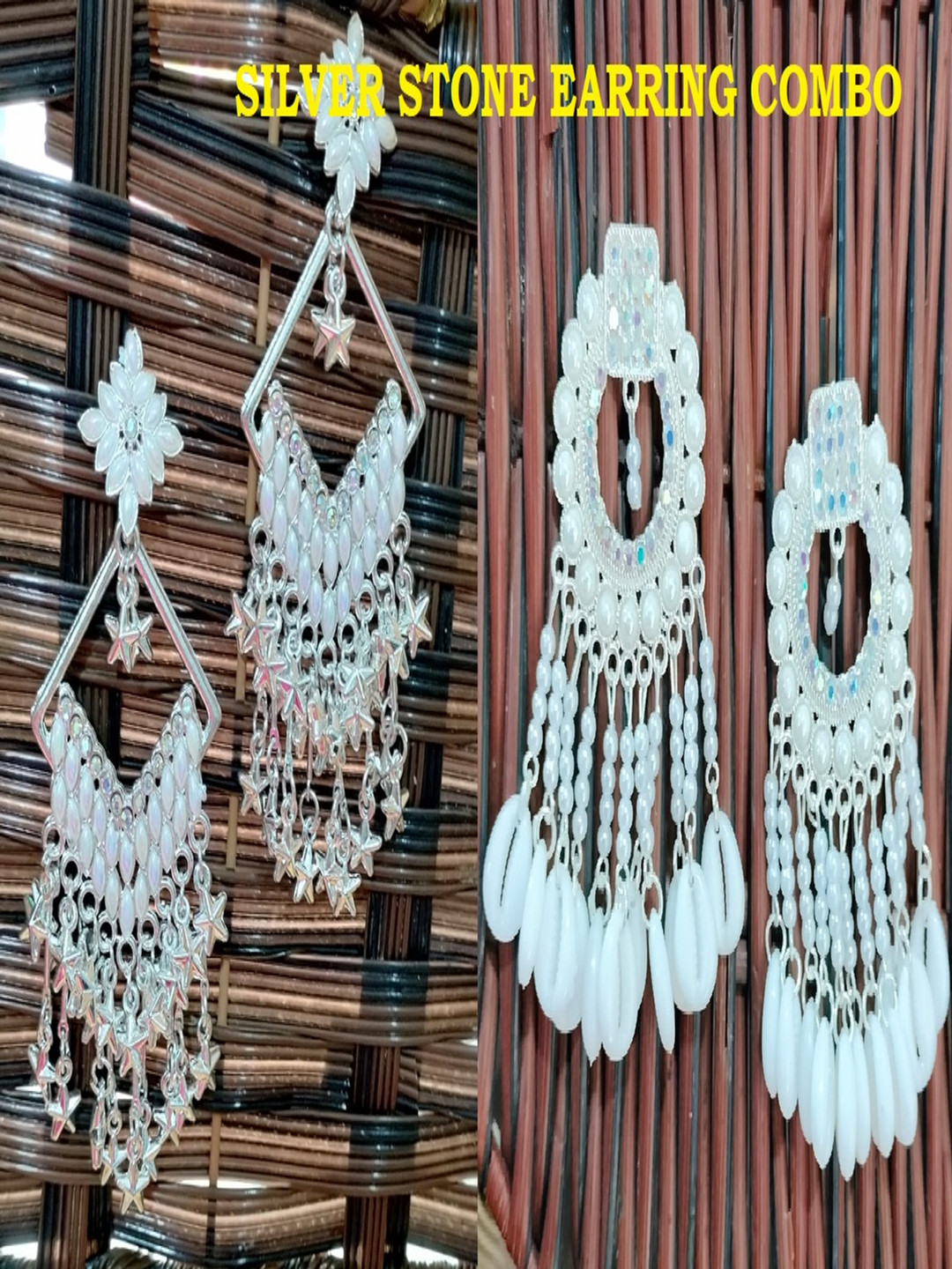 JMBW INTERNATIONAL Silver-Plated Contemporary Chandelier Artificial Beads Chandbalis