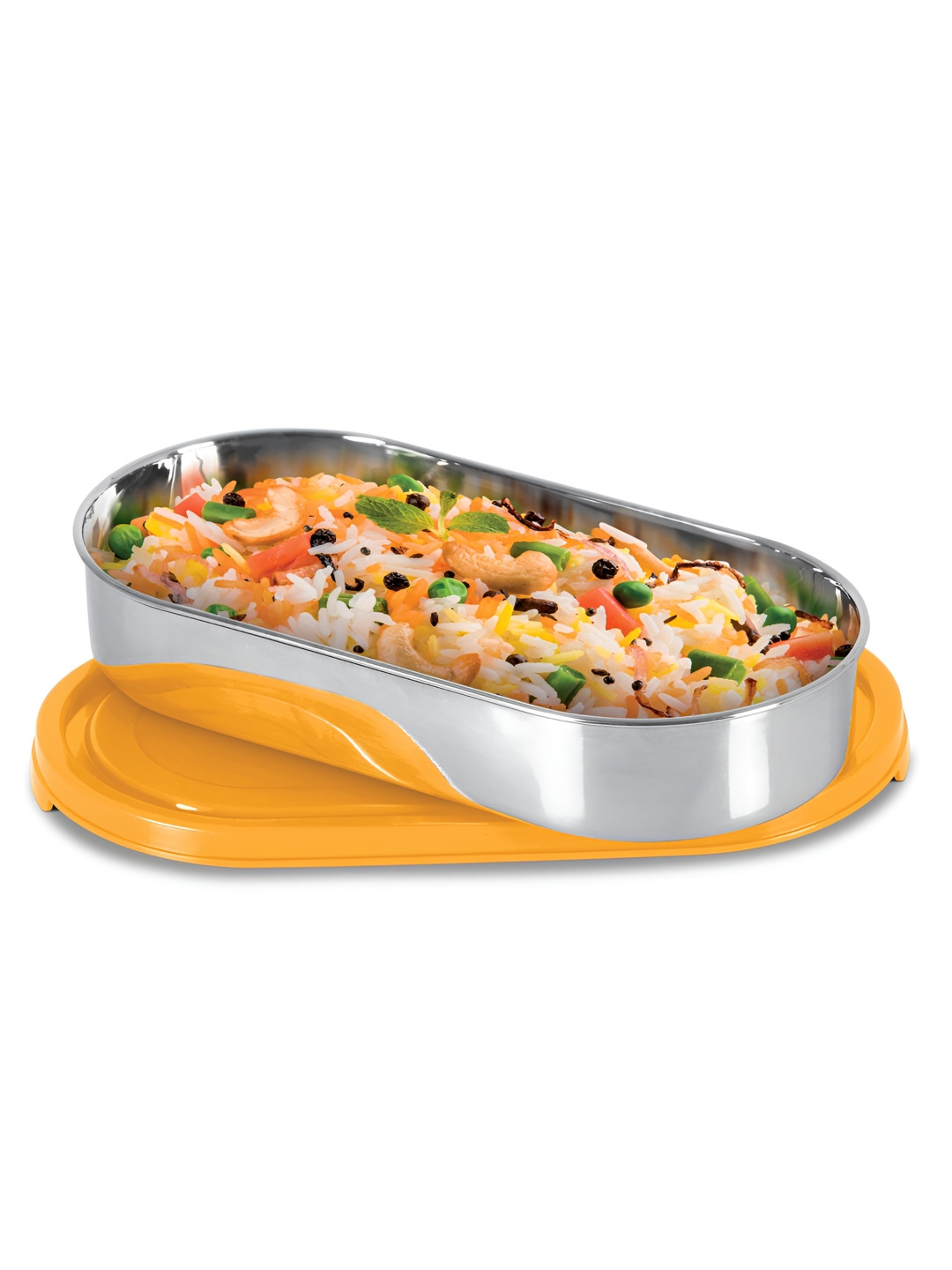 Milton Steel Slider Yellow BPA Free Refrigerator Safe Stainless Steel Lunch Box - 675 ml