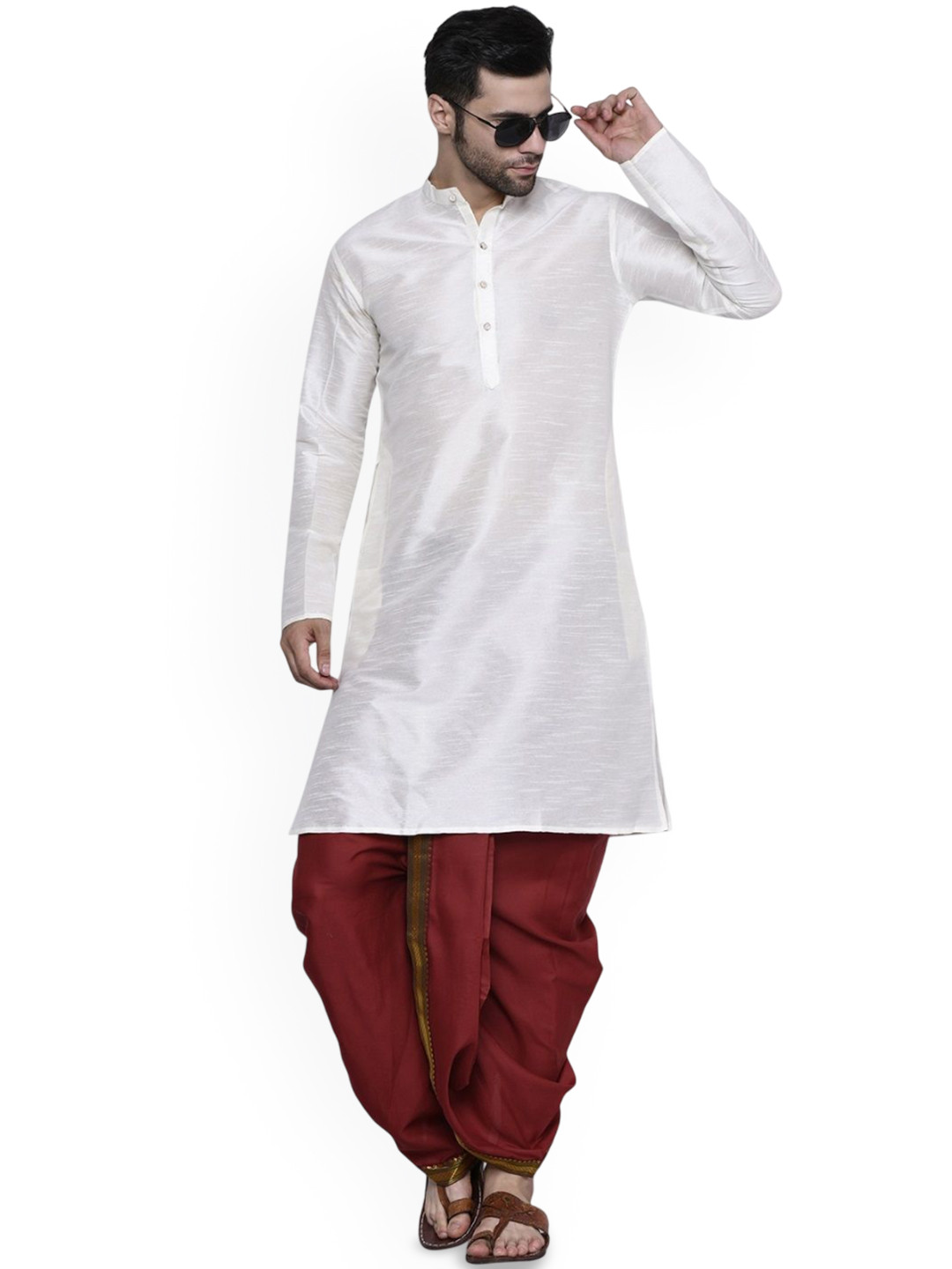 RAMESHWARAM FABRICS Men Regular Kurta with Dhoti Pants