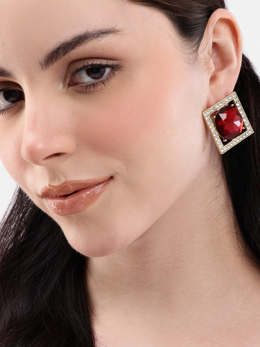 DressBerry Square Studded Drop Earrings