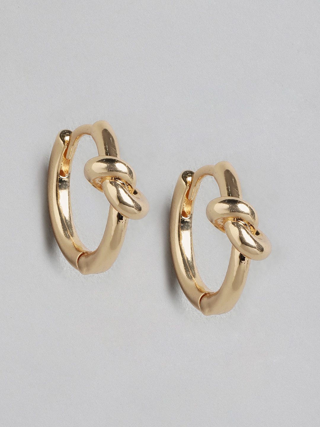 Forever New Gold Plated Knot Shaped Contemporary Hoop Earrings