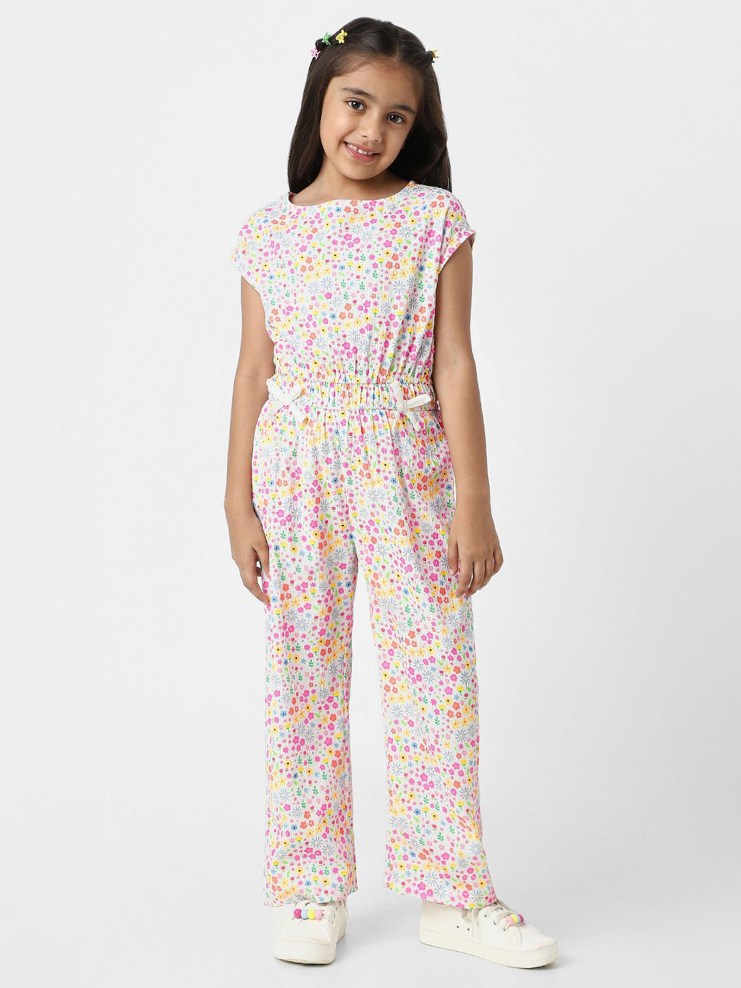 Nauti Nati Girls Printed Basic Jumpsuit with Applique