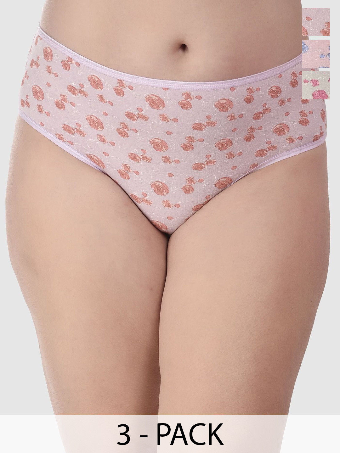 DressBerry Pack Of 3 Floral Printed High-Rise Hipster Briefs MVP-1011-COMBO