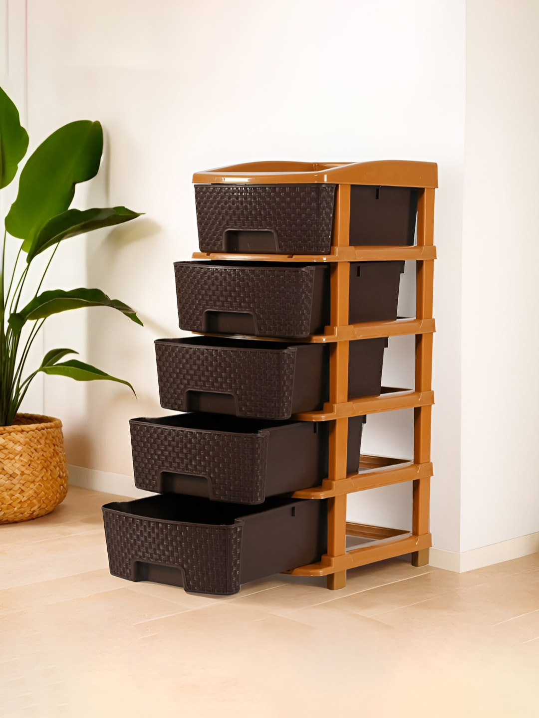 Aura Brown Self Design Modular 5-Layer Multi-Utility Drawer Organisers - 48 Ltr