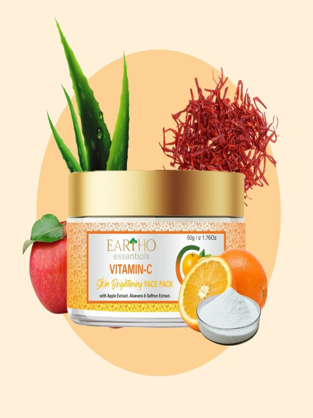 Eartho Essentials Vitamin C Skin Brightening Face Pack With Aloevera - 50 g