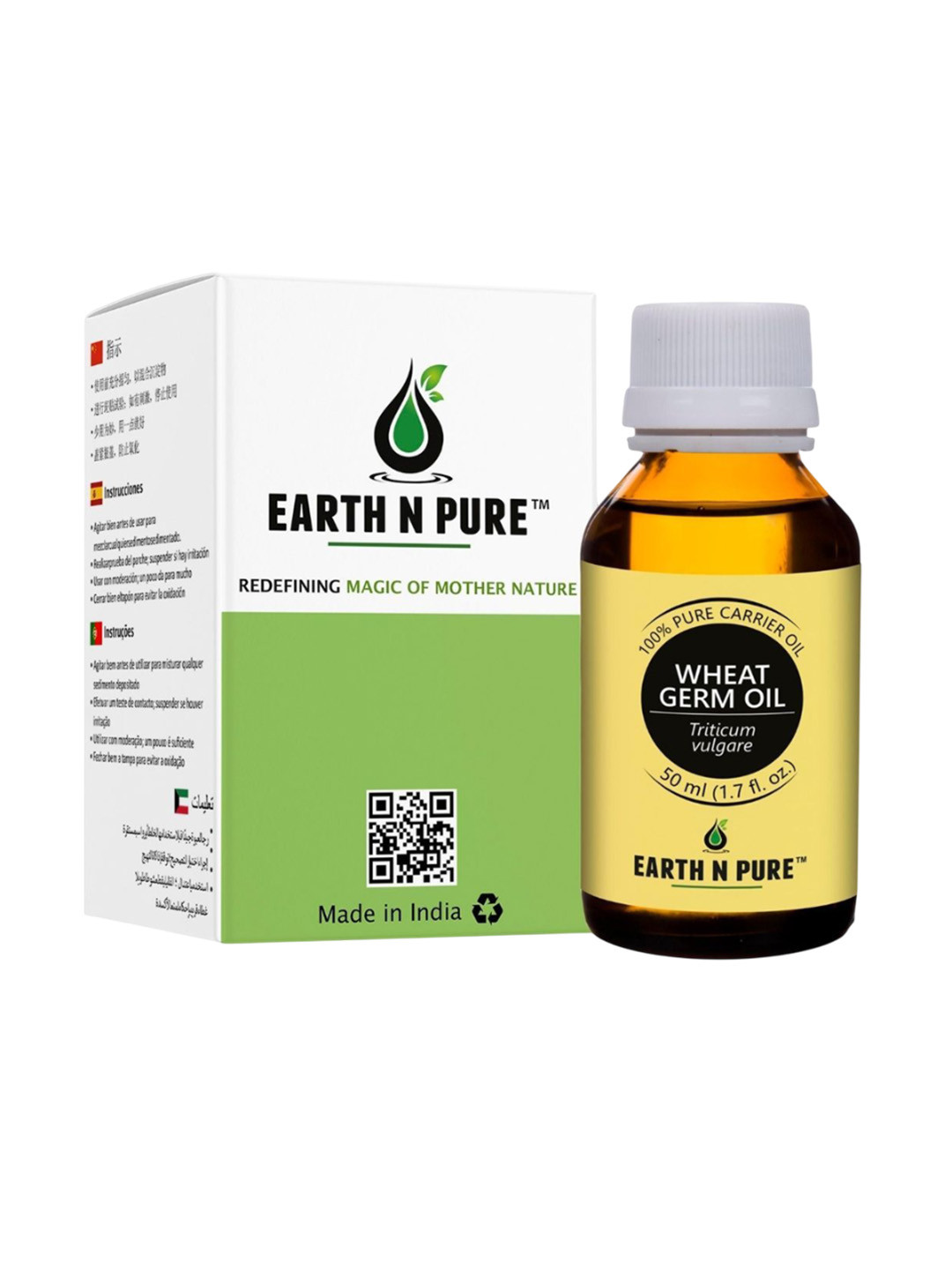 EARTH N PURE 100% Wheat Germ Oil Natural & Therapeutic Grade - 50 ml