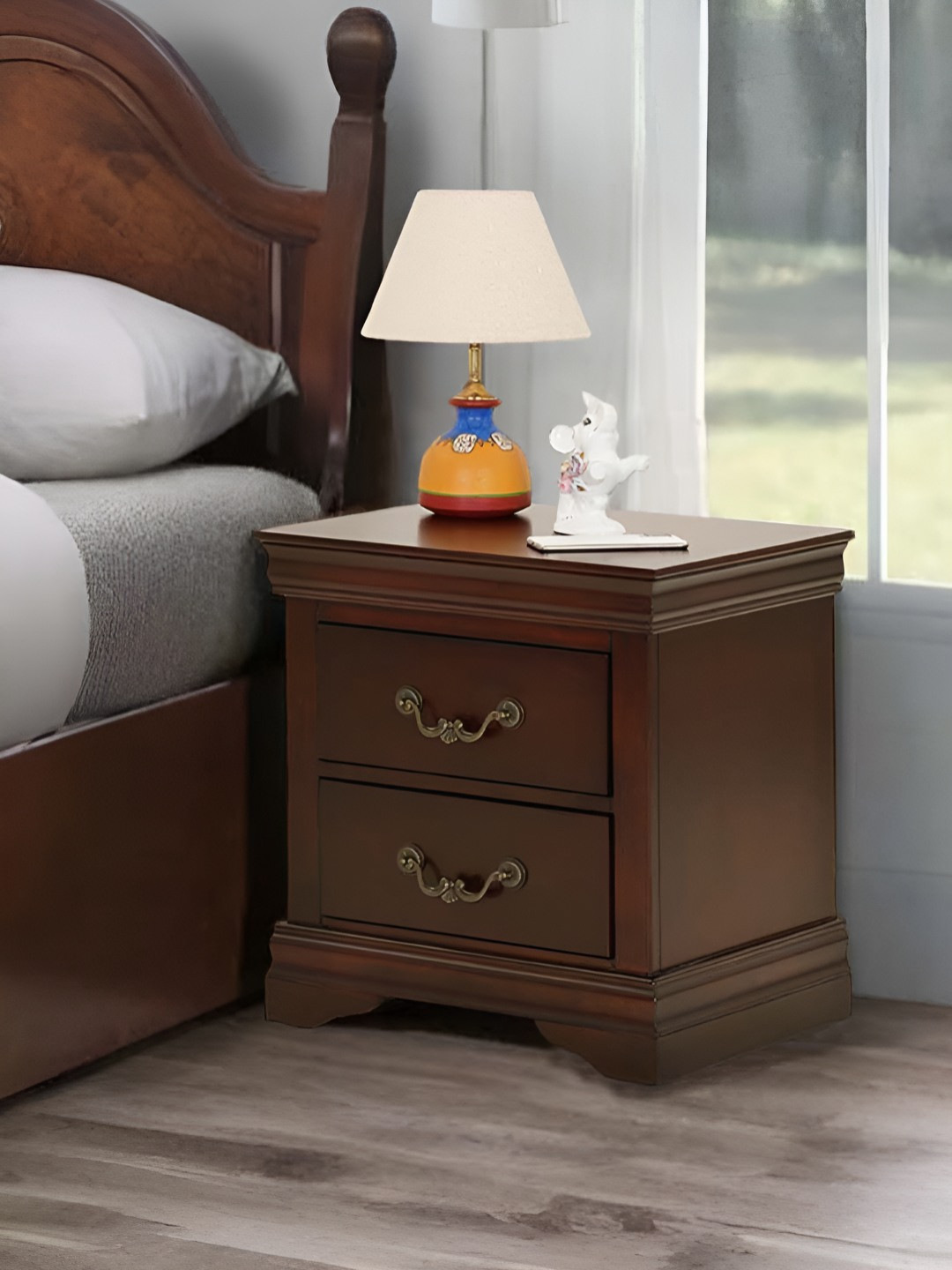 Royaloak Brown Wooden Rectangle Bedside Table