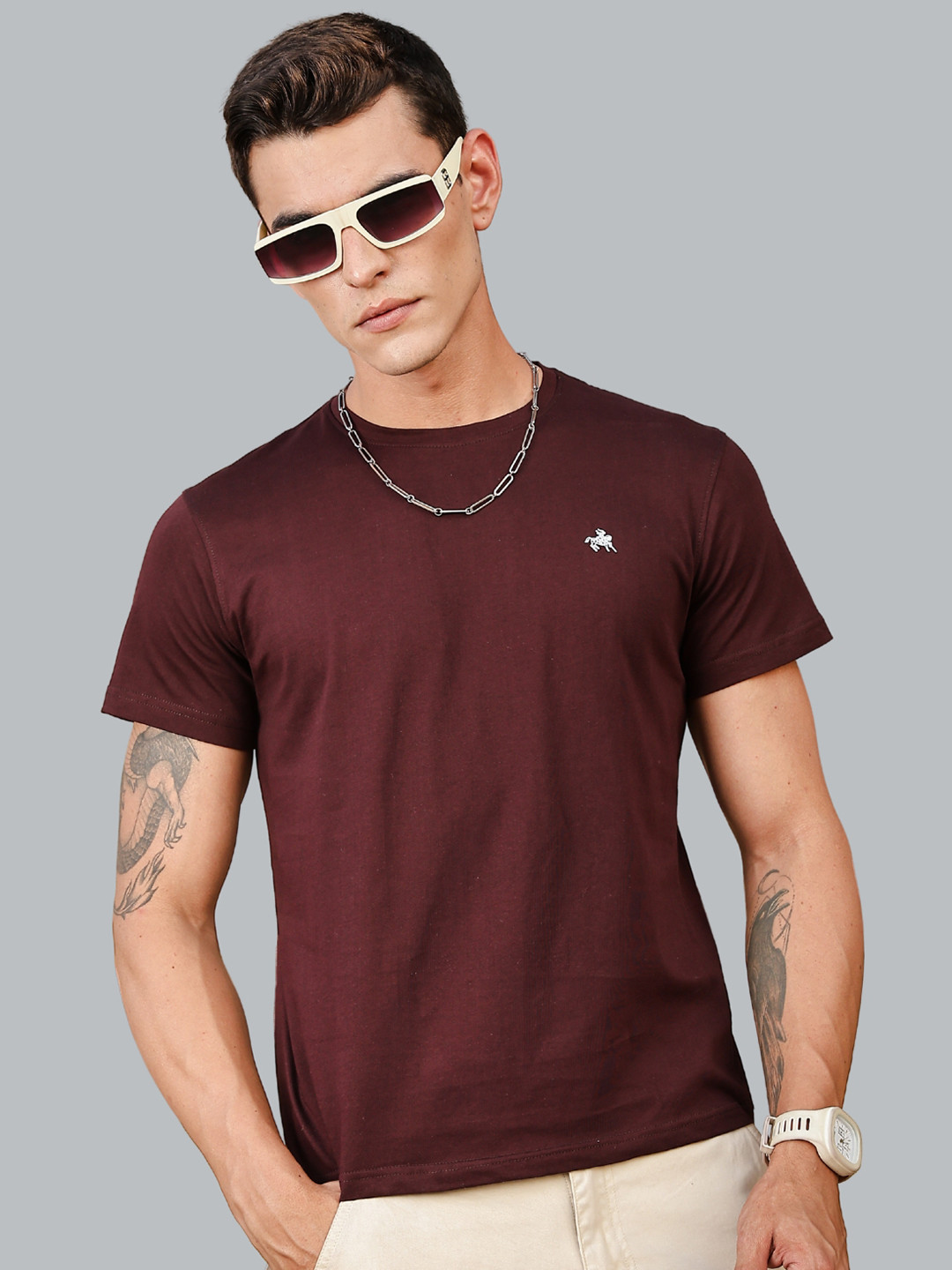Parcel Yard Men Stretchex Solid Round Neck Cotton T-shirt