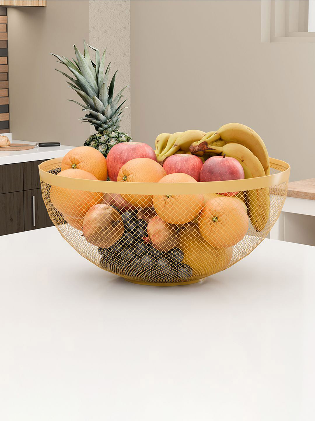 Kuber Industries Gold Fruit and Vegetable Basket
