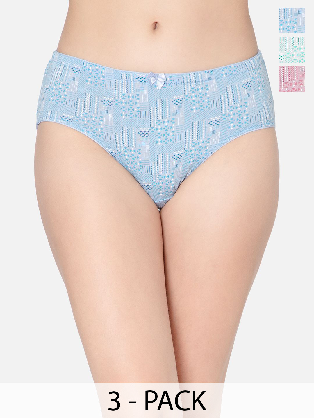 DressBerry Pack Of 3 Printed Cotton Mid-Rise Hipster Briefs PREETY-SECRETS-79