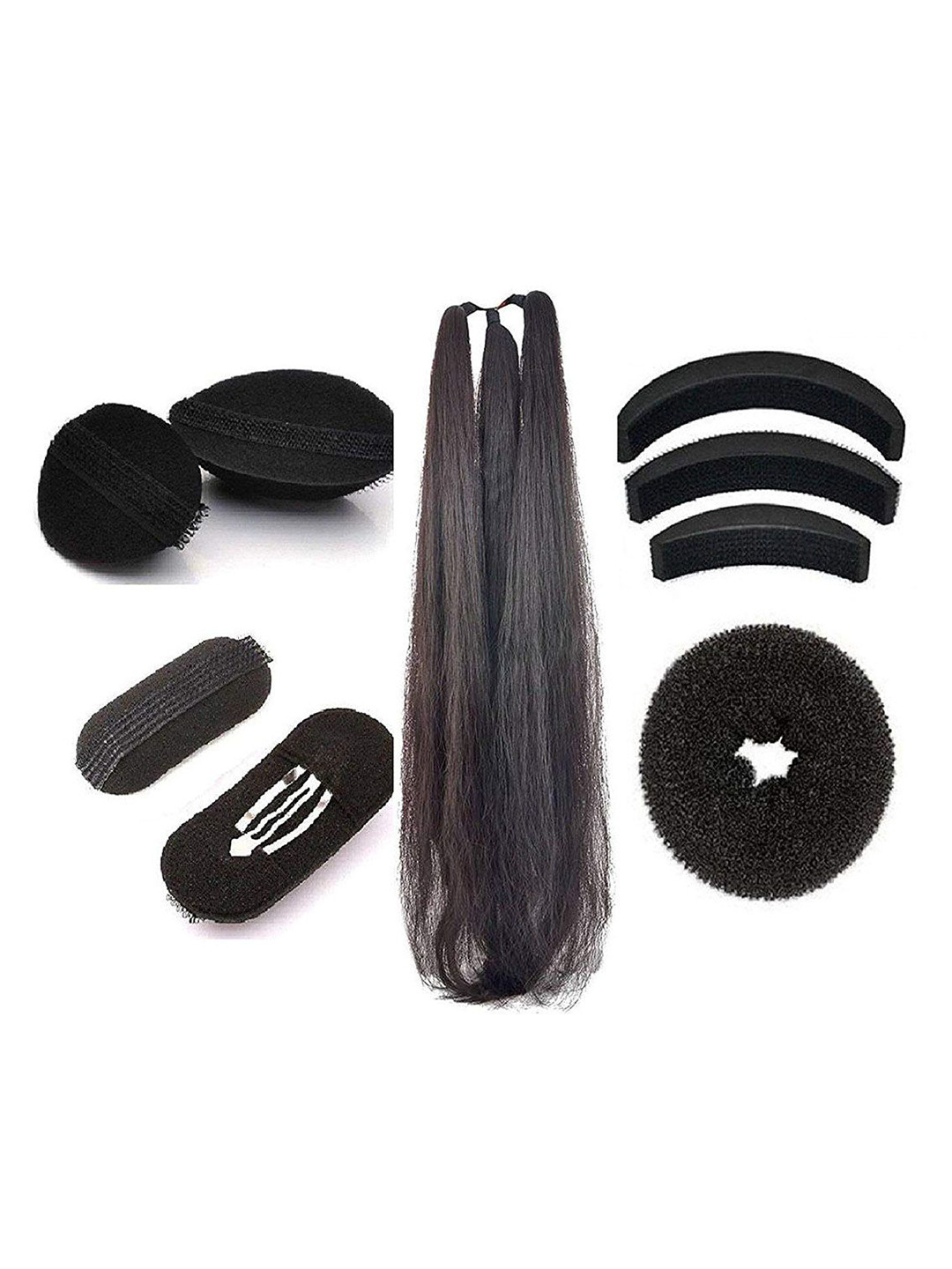 GADINFASHION Pack Of 09 Black Juda MakersPuff Maker Hair Dount Hair Choti