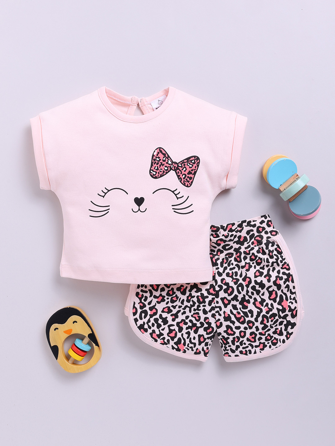 YK X Tinyo Girls Animal Printed Top with Shorts