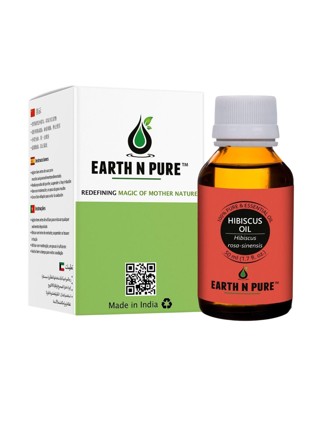 EARTH N PURE 100% Pure & Natural Strong Hair Hibiscus Essential Oil - 50 ml
