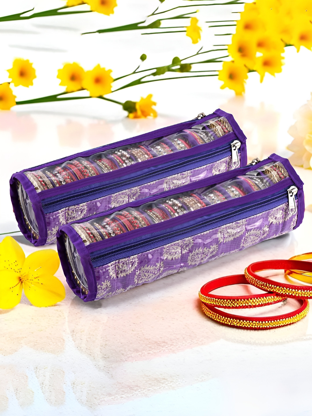 Aura Bangles Pouch Purple 2 Pieces Jewellery Organisers