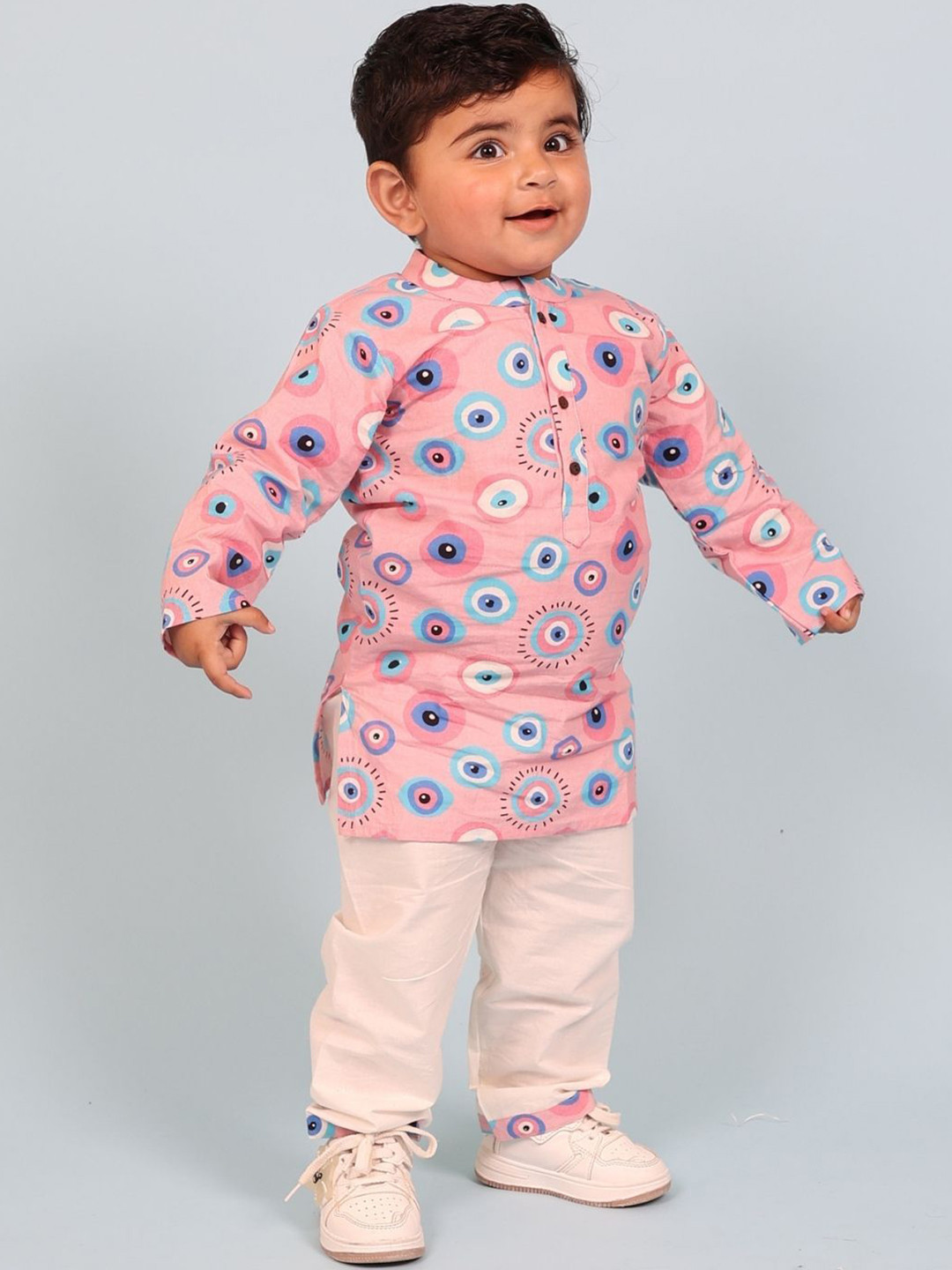 MAMA AND PEACHES Unisex Kids Printed Regular Pure Cotton Kurta with Pyjamas