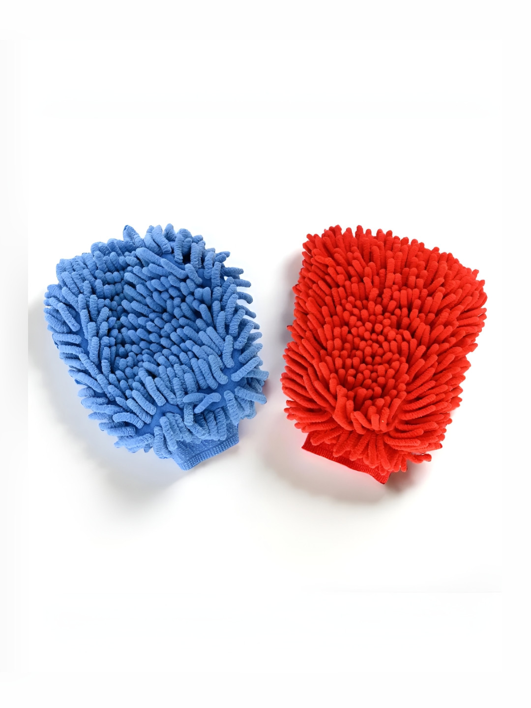 Aura 2 Pieces Red & Blue Double-Sided 100 GSM Microfiber Kitchen Cleaning Gloves