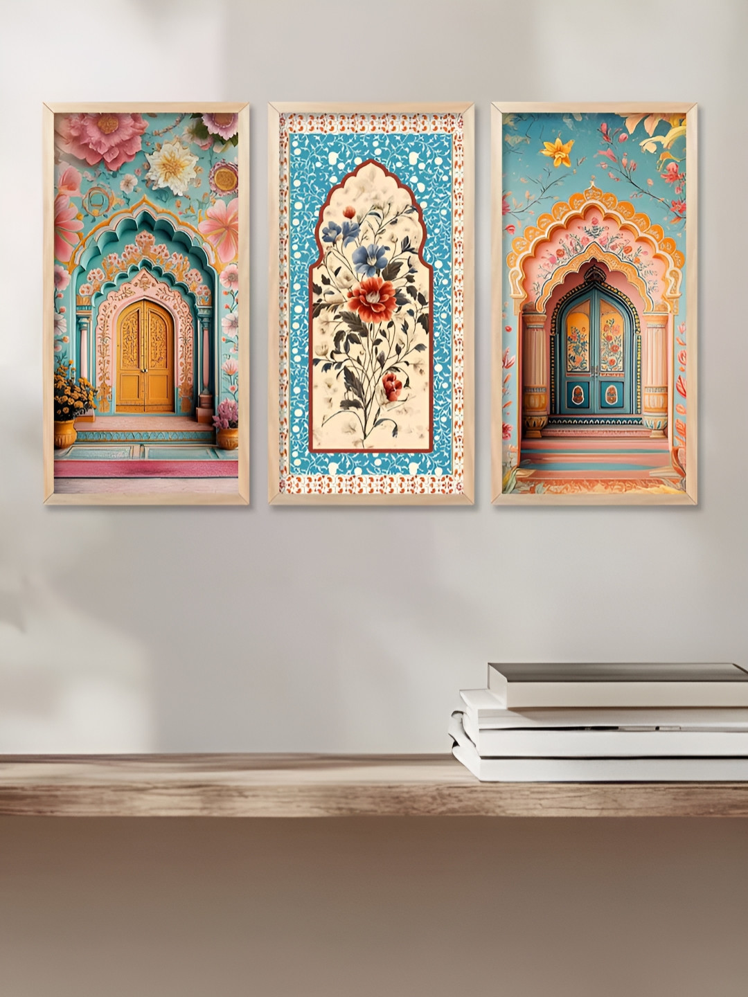 WALLLANE Wood 3 Piece Wall Rectangle Paintings Wall Art - 19 x 32 In