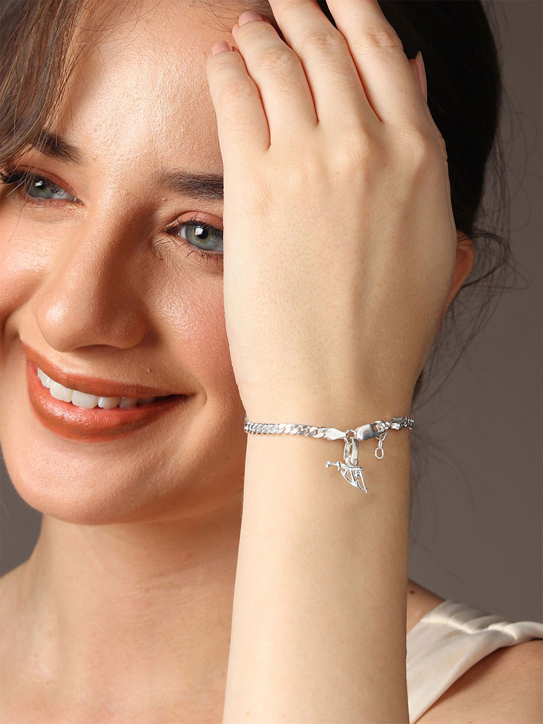 Metronaut Sterling Silver Link Bracelet With God Ram Pendant