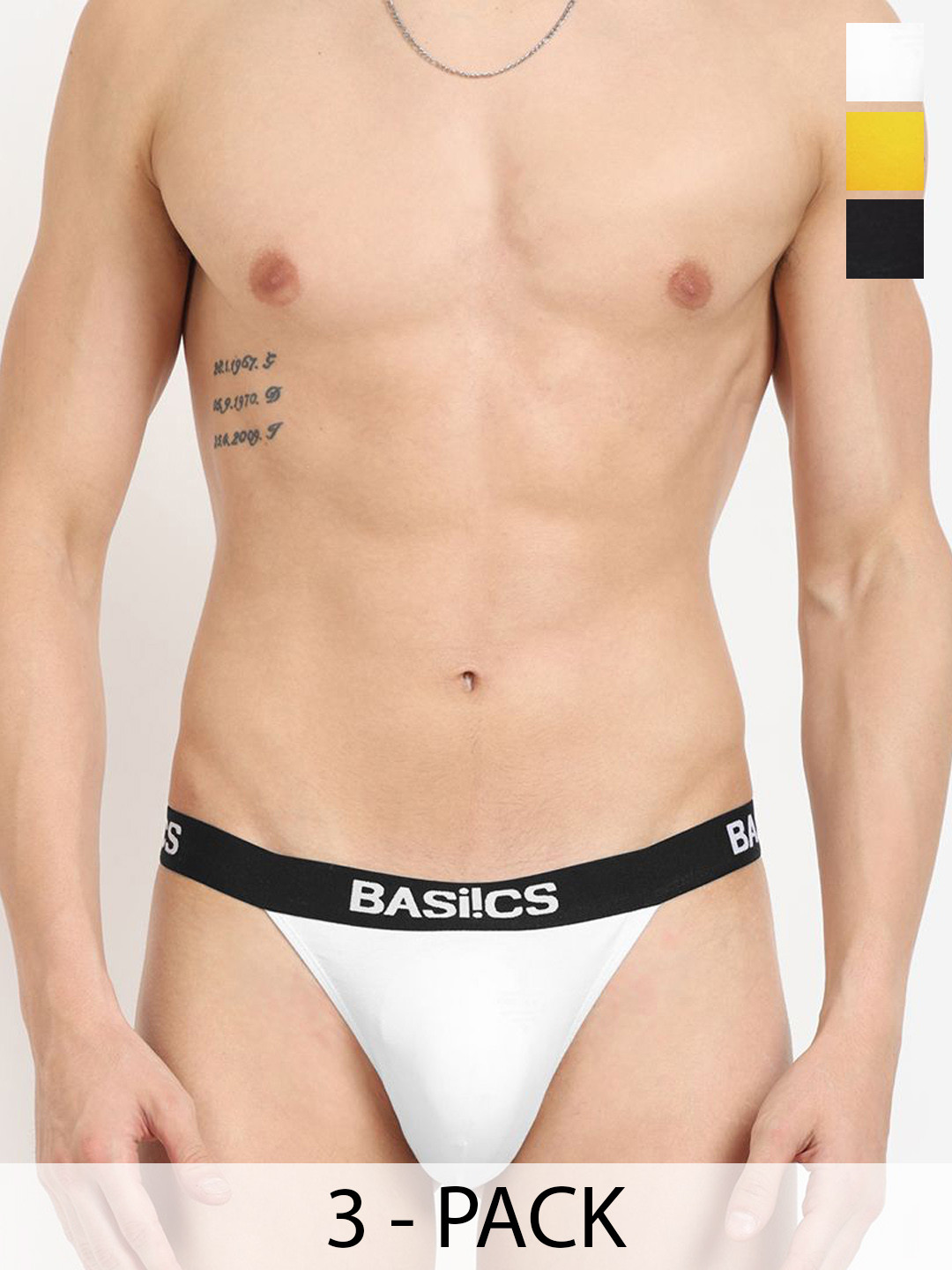 BASIICS by La Intimo Pack Of 3 Low-Rise Thong Briefs IBCSTH010C256