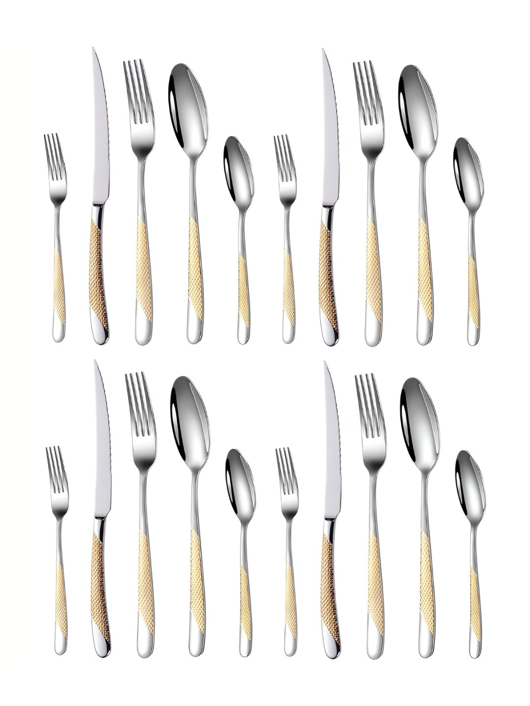YELONA 20 Piece Sterling Silver Stainless Steel Cutlery Set