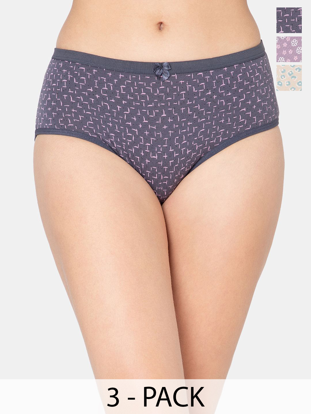 DressBerry Pack Of 3 Printed Cotton Mid-Rise Hipster Briefs A-MID-LINERSS-1
