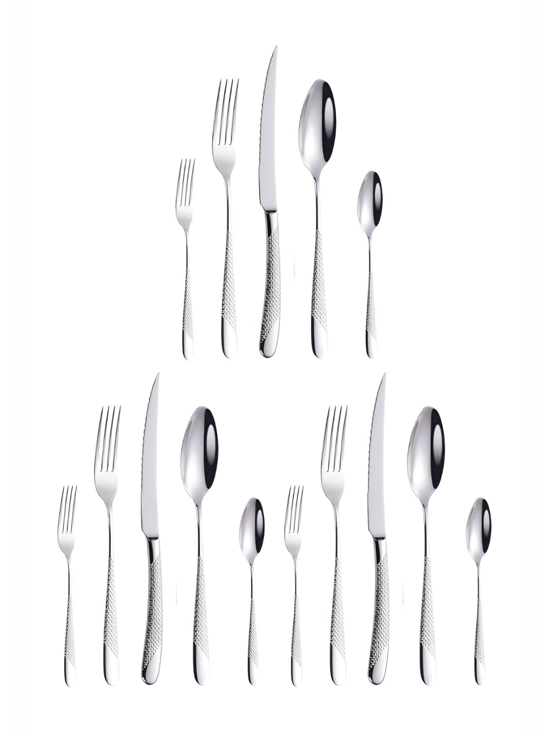 YELONA 15 Piece Sterling Silver Stainless Steel Cutlery Set