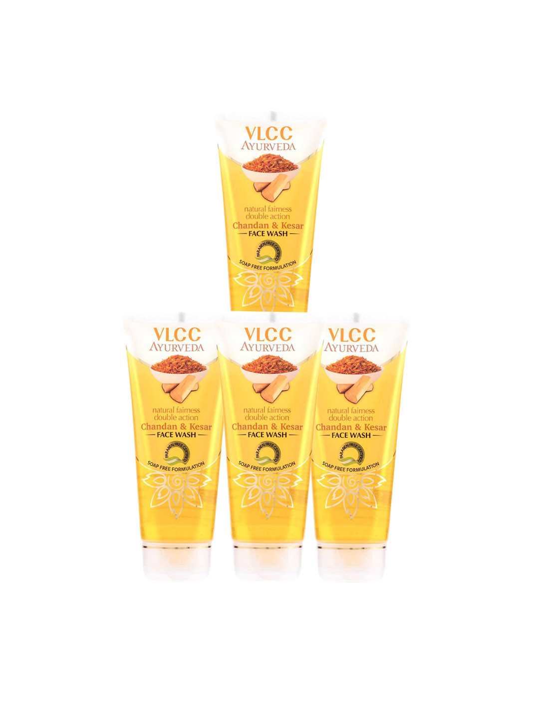 VLCC Set Of 4 Ayurveda Natural Fairness Chandan & Kesar Face Wash - 100 ml Each