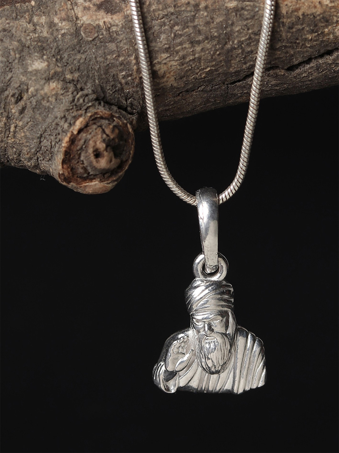 Metronaut 92.5 Sterling Silver Contemporary Shaped God Guru Nanak Pendant