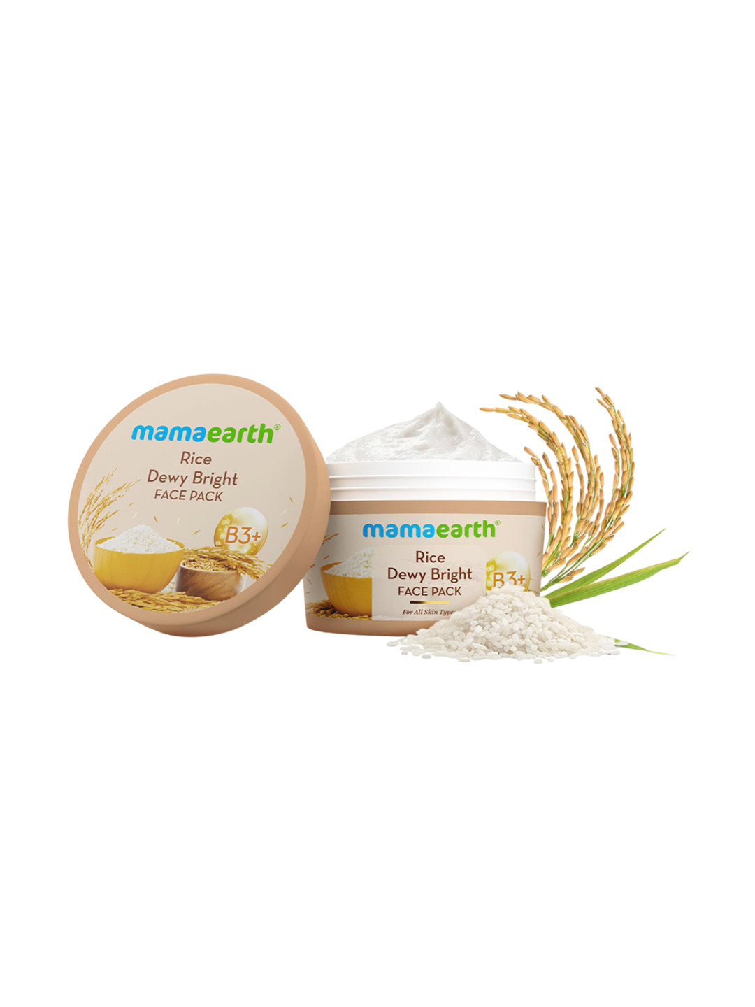 Mamaearth Rice Dewy Bright Face Pack With Niacinamide For Hydrating Skin - 200 g