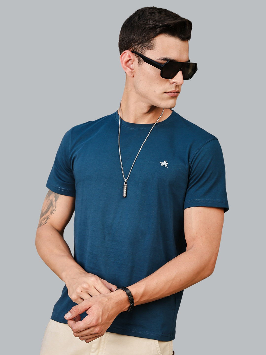 Parcel Yard Men Stretchex Solid Round Neck Cotton T-shirt
