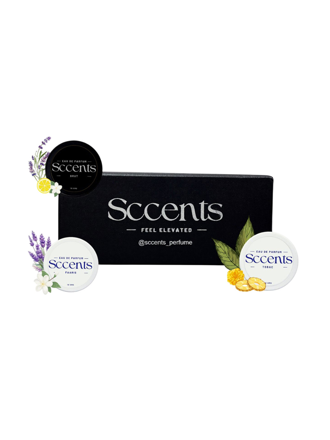 Sccents Set Of 3 Men Brut- Smoke & Faris Long Lasting Solid Eau De Parfum- 10 g Each