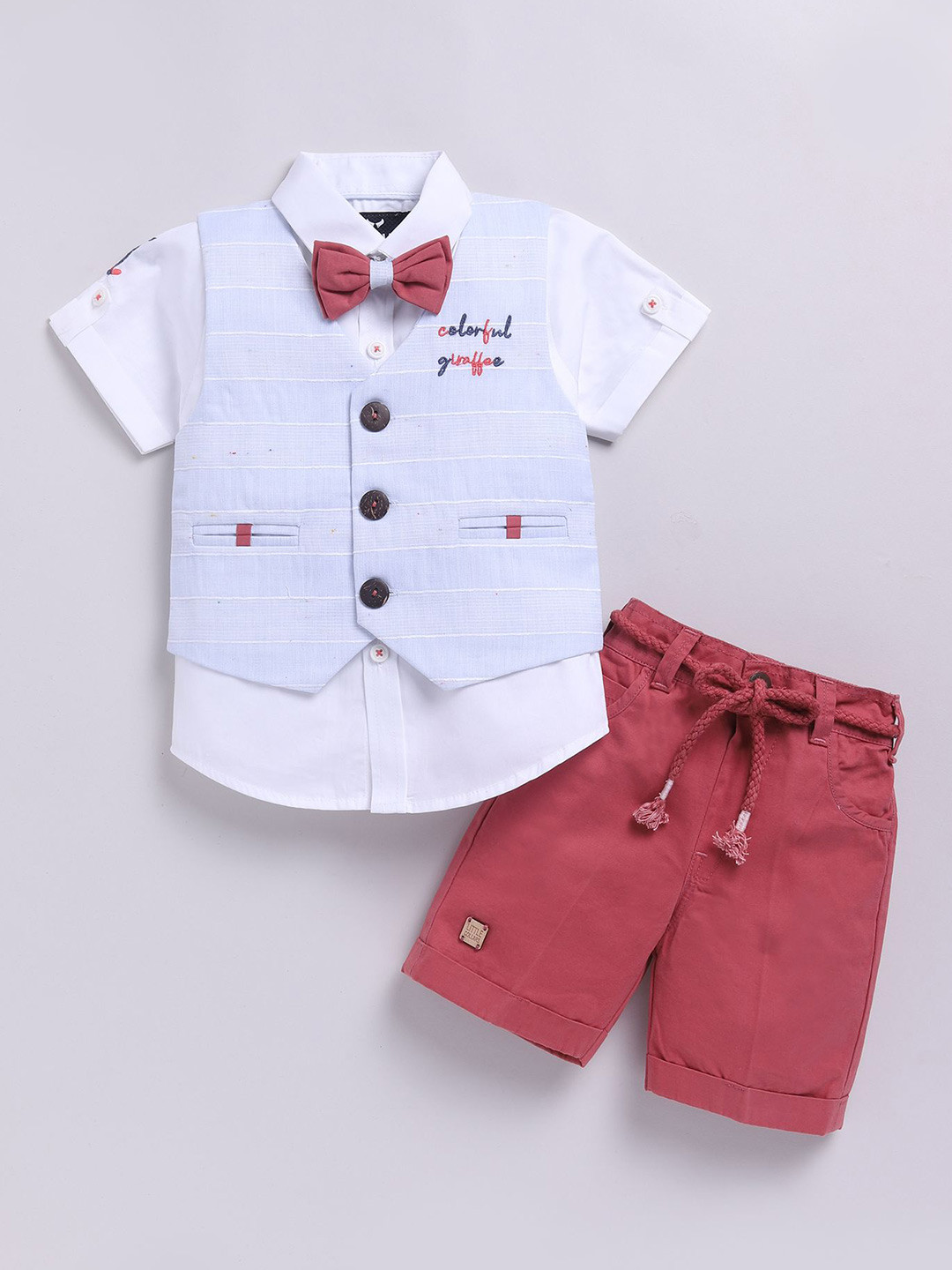 LITTLE COLLARS Boys T-shirt and Shirt with Shorts