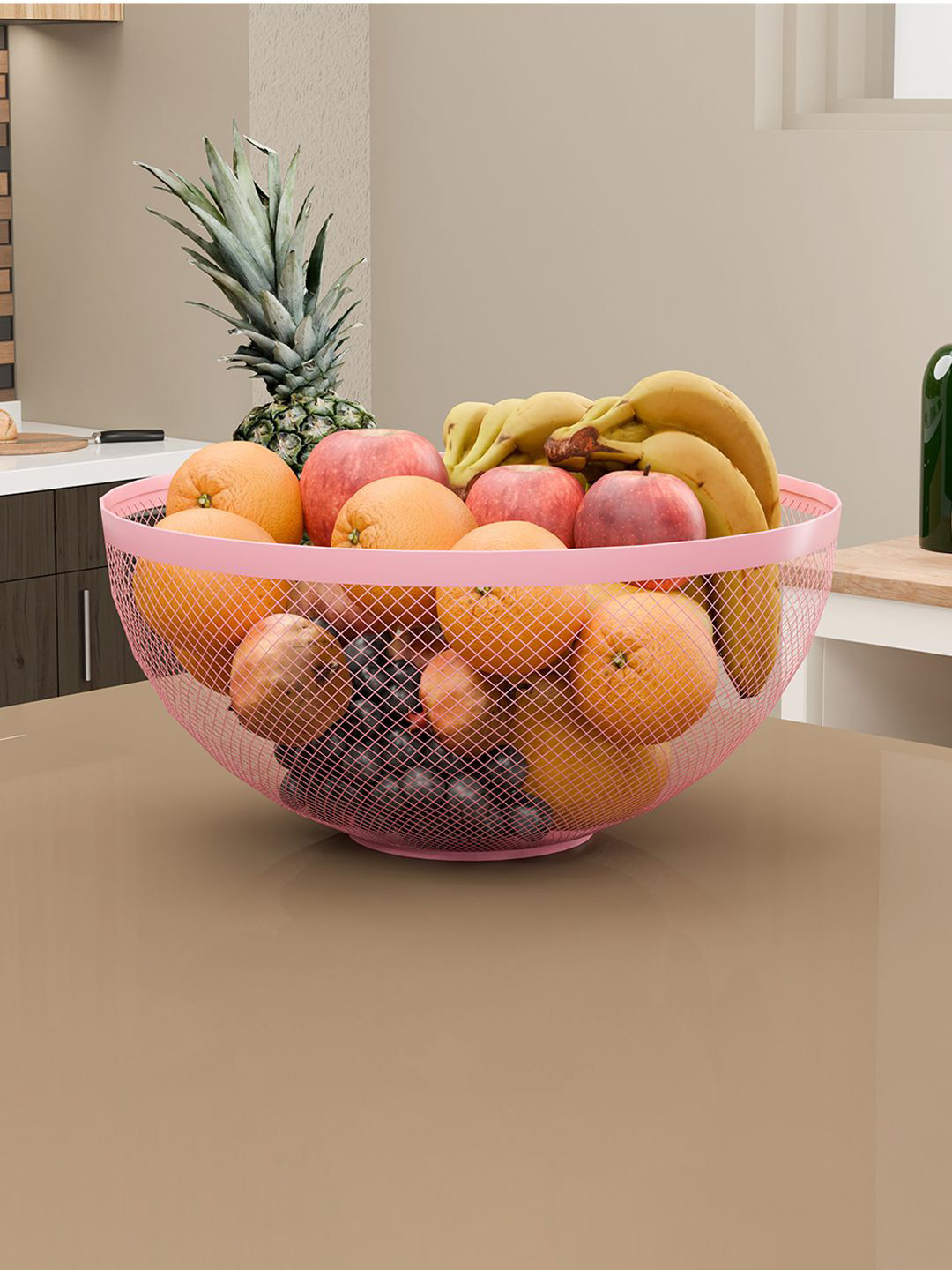 Kuber Industries 4-Pcs Pink Fruit and Vegetable Basket