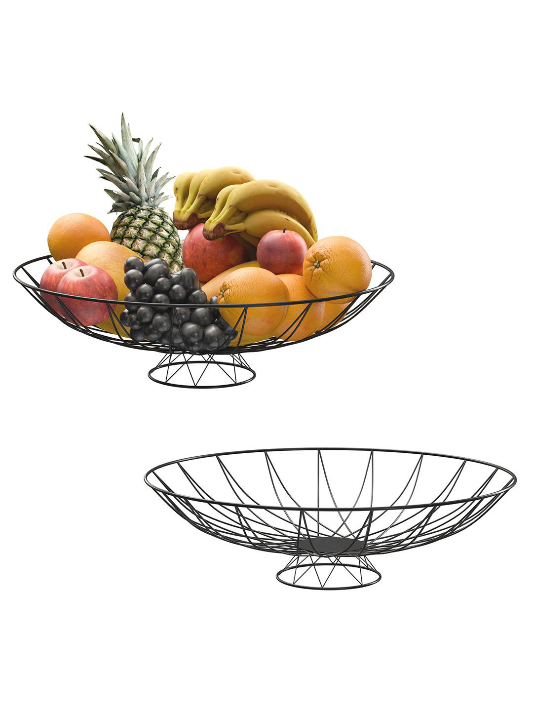 Kuber Industries Black 2 Pieces Metal Fruit and Vegetable Baskets