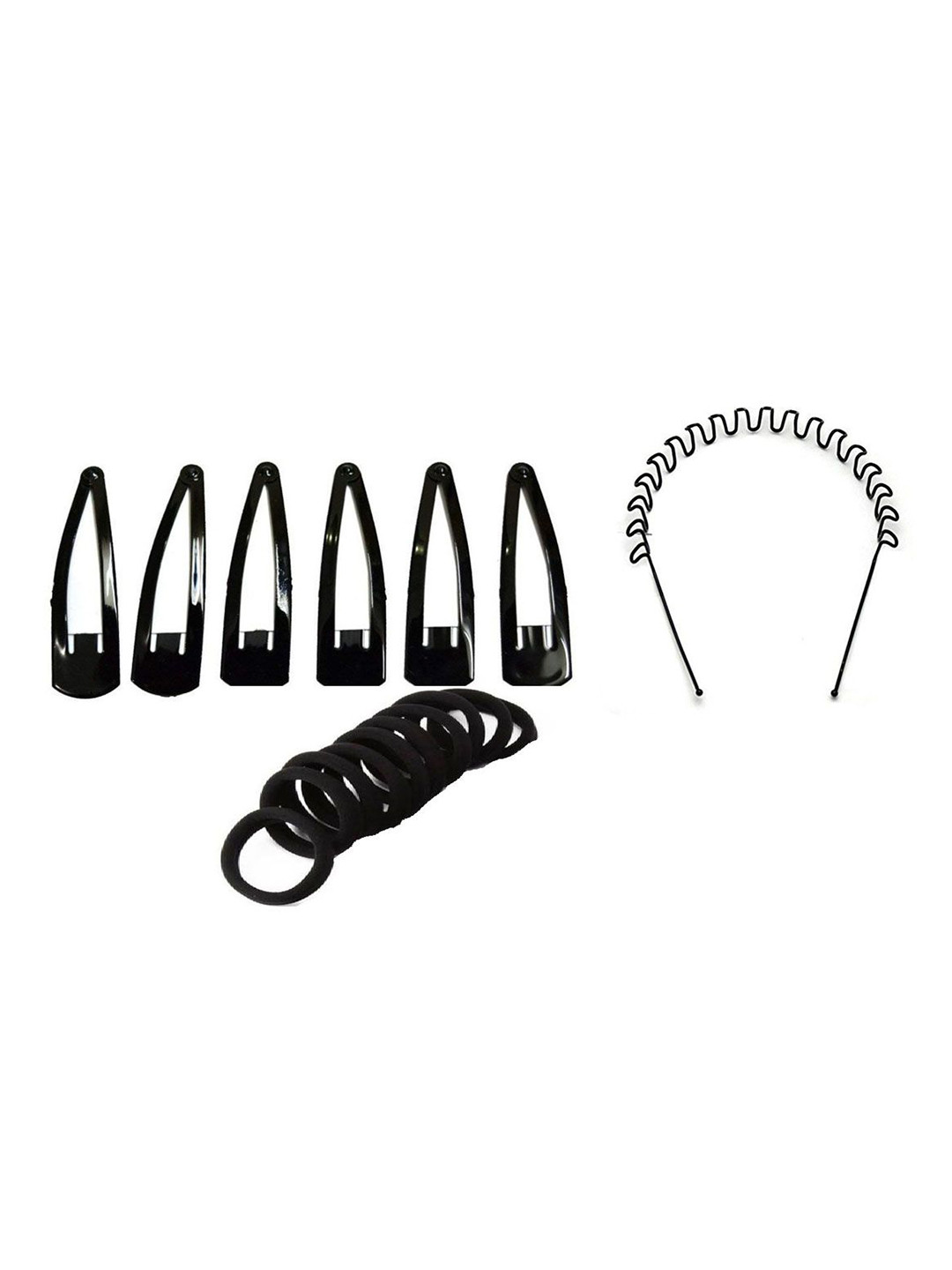 GADINFASHION Set of 19 6 Tic Tac Clip 1 Zig Zag  Band & 12 Hair Ties Bands