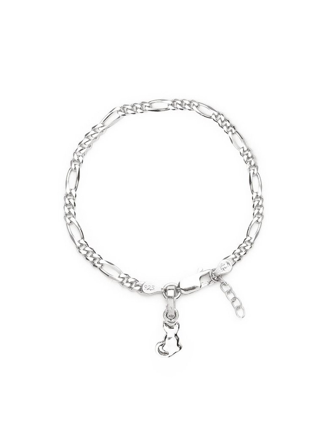 Metronaut Sterling Silver Link Bracelet With Cat Symbol Pendant