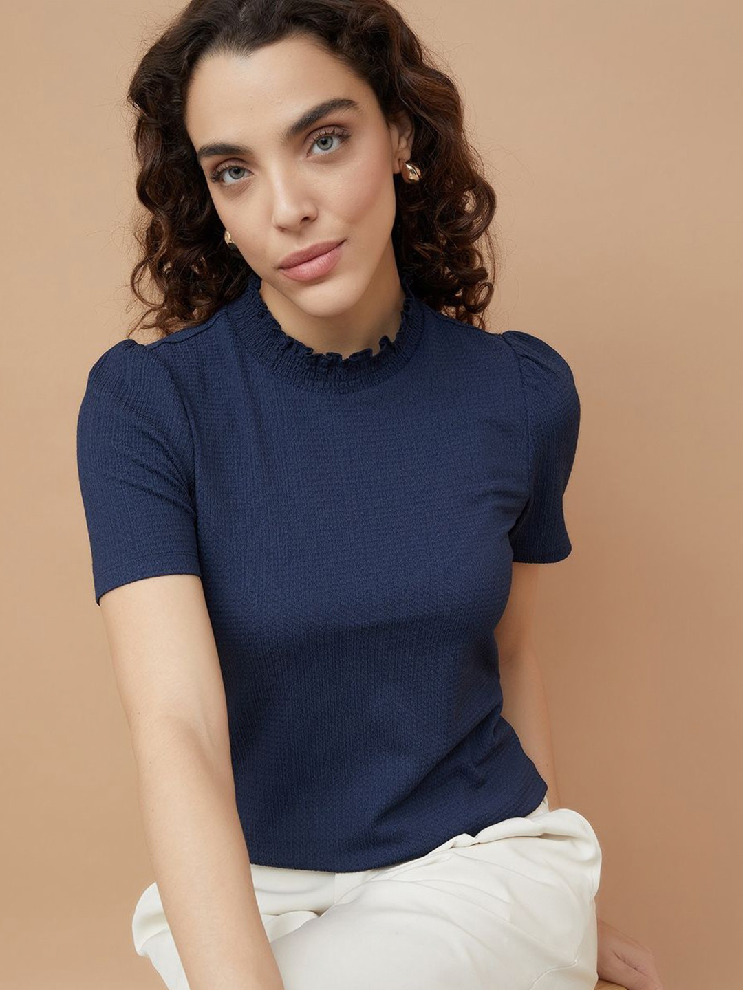 CODE by Lifestyle Women Self Design Round Neck T-shirt