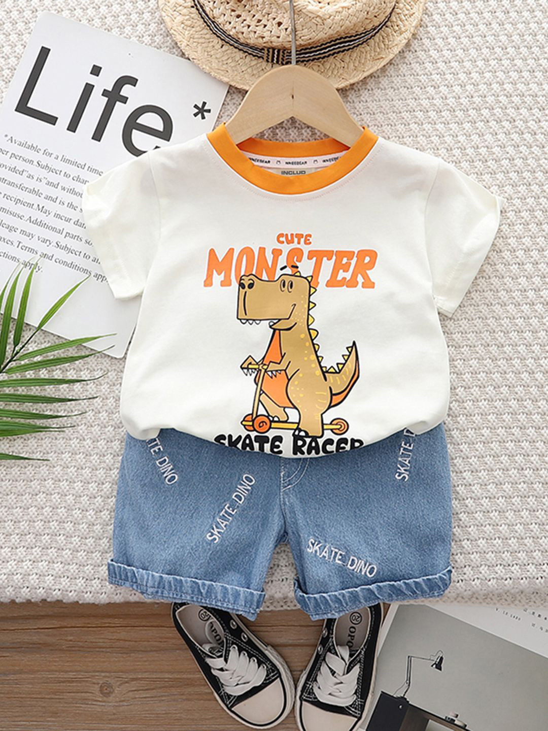 INCLUD Boys Monster Skates Printed T-shirt With Shorts