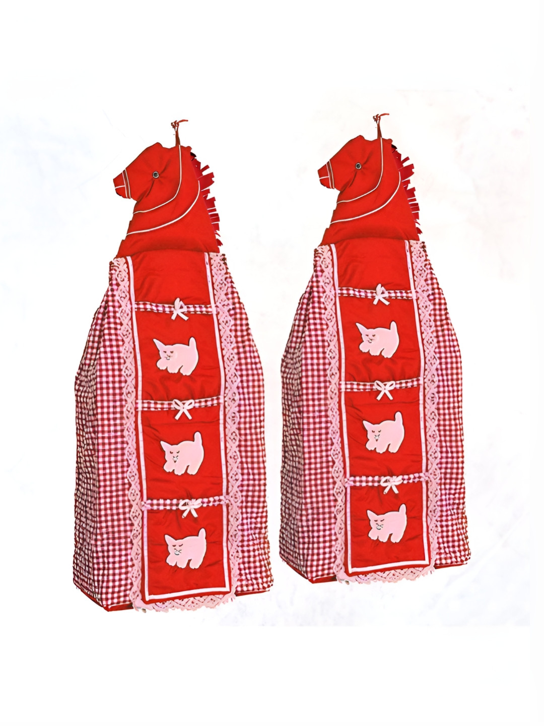 Aura Red Checked 2 Pcs 3-Tier Wardrobe for Clothes Storage Multi-Utility Organisers