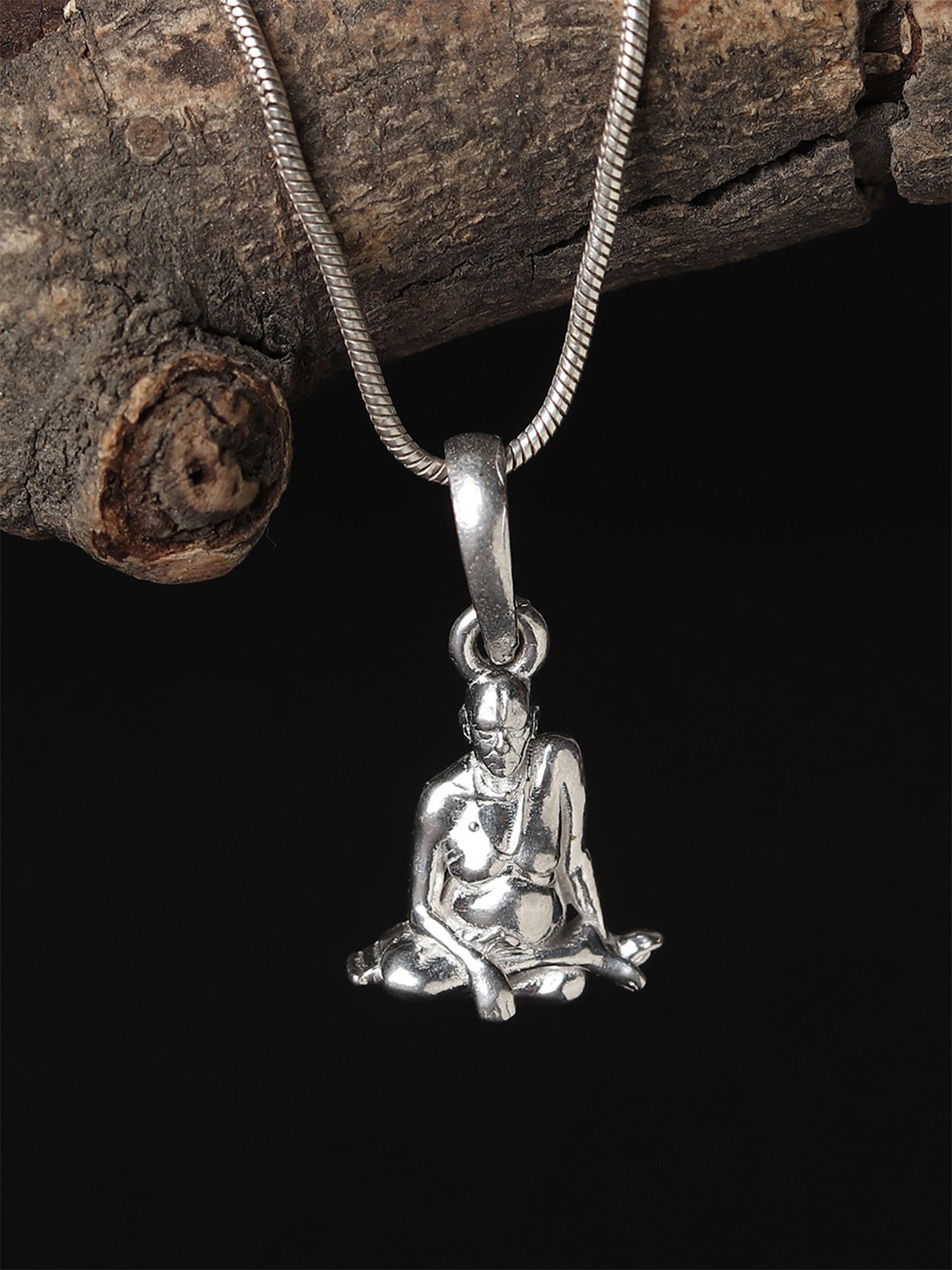 Metronaut Men 925 Sterling Silver Baba Samarth Pendant With Chain