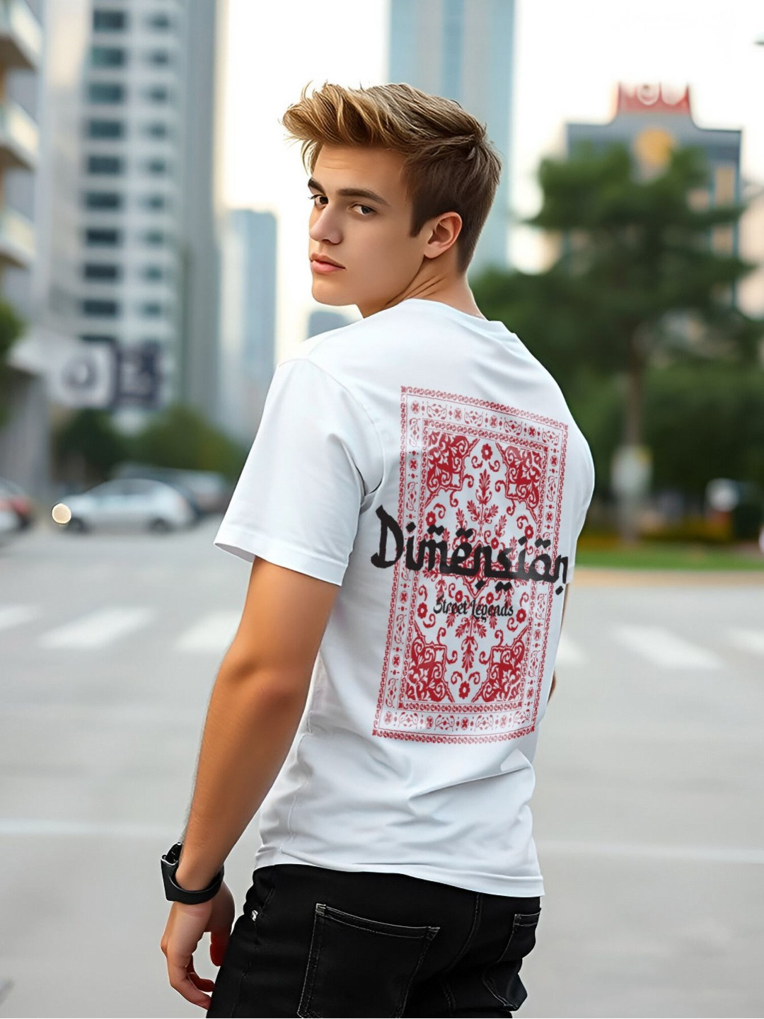 TOGS & TERRE Men Graphic Printed Round Neck Cotton Oversized T-shirt