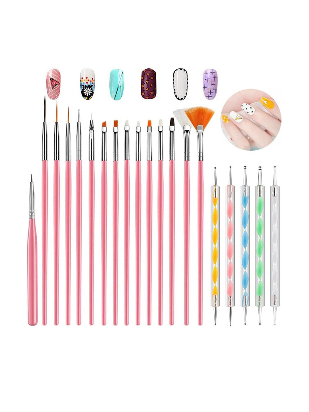 Facejewel Set Of 20 Nail Art Brush Set & Nail Art Pen