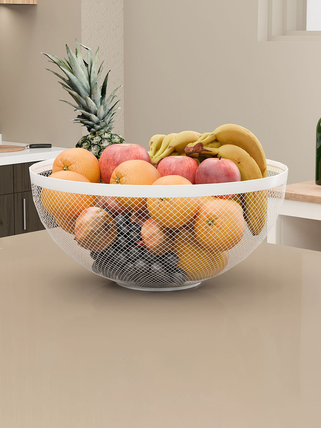 Kuber Industries Set of 6 White & Yellow Fruit and Vegetable Basket