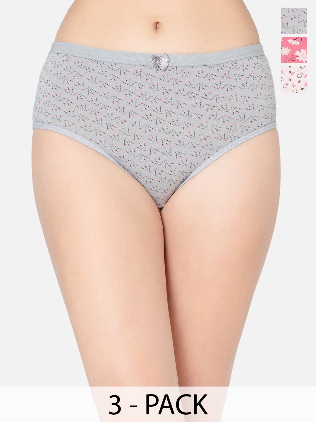 DressBerry Pack Of 3 Printed Cotton Mid-Rise Hipster Briefs A-FRESHERSS-1