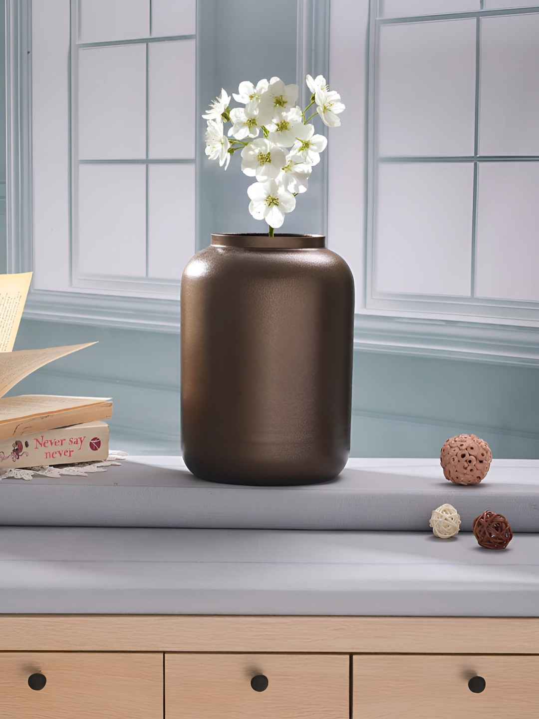 Homspurts Auric Tower Copper-Toned Metal Flower Vase