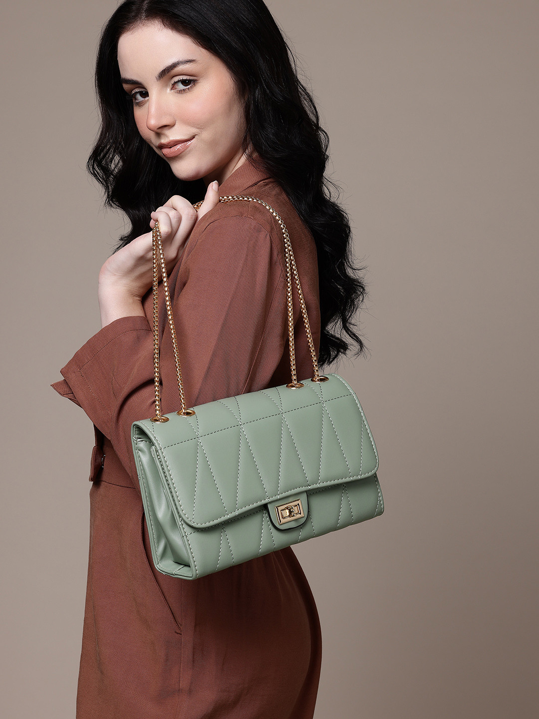 French Connection Quilted Structured Shoulder Bag