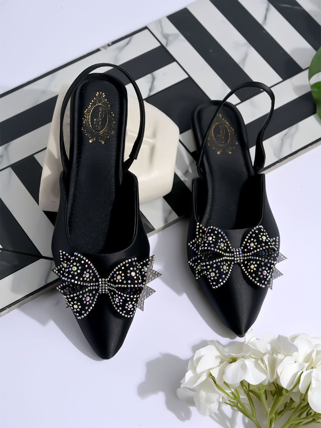 Shoetopia Women Embellished Party Slingback Flats